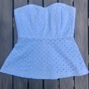 JCREW white eyelet strapless top